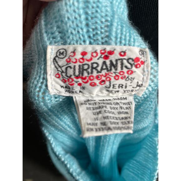 Vintage 80's Aqua Puffy Sleeve Sweater, Currants by Jeri-Jo Medium - Picture 7 of 7